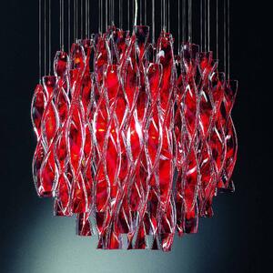 Axo light SPAURA45RSCRE27 Aura, luxusní závěsné svítidlo z červeného muránského skla, 1x150W E27, prům. 47cm, délka 160cm