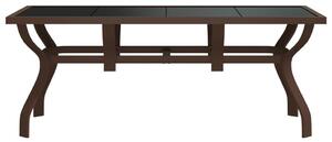 Zahradní stůl hnědočerný 180 x 80 x 70 cm ocel a sklo