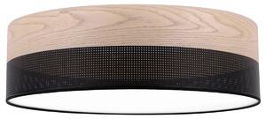 Stropní svítidlo Wood, 1x béžová dubová dýha/černé plastové stínítko, (bílé plexisklo), (fi 50cm)