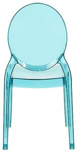 Sada 4 jidelních průhledných plastových židlí v modré barvě MERTON
