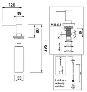 Vestavěný dávkovač, pumpa 35 mm + hadička UN 6031V-26