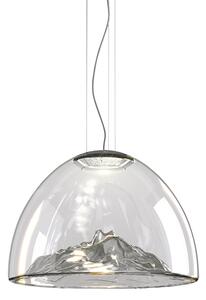 Axolight Mountain View, designové svítidlo z foukaného šedého skla / chrom, 16W LED stmívatelné, prům. 55cm