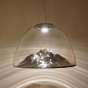 Axo light SPMOUNTAGRCRLED Mountain View, designové svítidlo z foukaného šedého skla / chrom, 16W LED stmívatelné, prům. 55cm