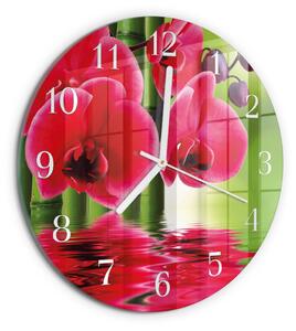 Skleněné hodiny na stěnu Orchidej zsob-fi30-00087164