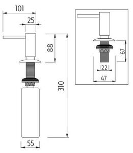 Vestavěný dávkovač, pumpa 27 mm UN 2031V-26