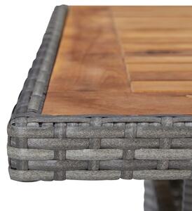 Zahradní jídelní stůl - polyratan a masivní akáciové dřevo | šedý
