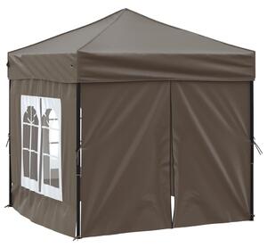 Skládací party stan s bočními stěnami taupe 2 x 2 m