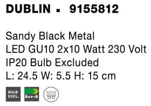 NOVA LUCE bodové svítidlo DUBLIN černý kov GU10 2x10W 230V IP20 bez žárovky 9155812
