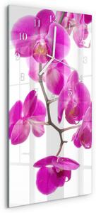 Skleněné hodiny vertikální Orchideje zsppb-30x60-00080784