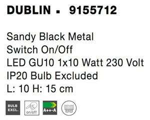 NOVA LUCE bodové svítidlo DUBLIN černý kov vypínač na těle GU10 1x10W 230V IP20 bez žárovky 9155712