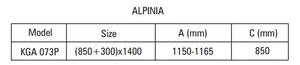 Aplomo Alpinia 115x140 jednodílná vanová zástěna