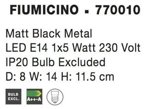 NOVA LUCE bodové svítidlo FIUMICINO matný černý kov E14 1x5W 230V IP20 bez žárovky 770010