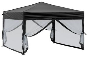 Skládací party stan s bočními stěnami černý 3 x 3 m