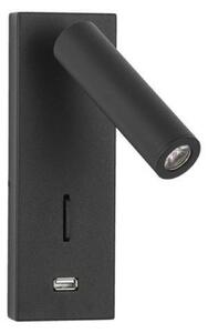 NOVA LUCE bodové svítidlo FUSE černý hliník nastavitelné vypínač na těle - USB nabíjení LED Samsung 3W 3000K IP20 9170102