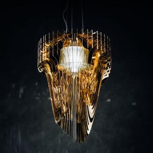 Slamp Aria L gold, závěsný světelný objekt od Zaha Hadid, 4x E27 + 11W LED, délka 115cm