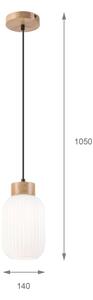 Lustr na lanku HARMONY 1xE27/15W/230V pr. 14 cm bílá/dub