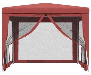 Party stan se 4 síťovanými bočnicemi červený 3 x 3 m HDPE
