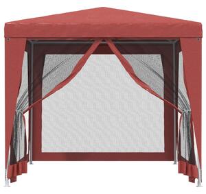 Party stan se 4 síťovanými bočnicemi červený 2,5 x 2,5 m HDPE