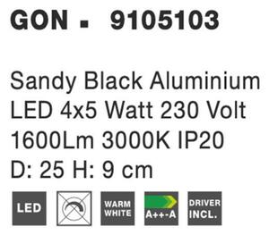 NOVA LUCE bodové svítidlo GON černý hliník LED 4x5W 230V 3000K IP20 9105103