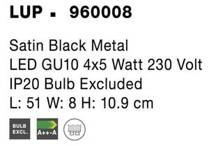 NOVA LUCE bodové svítidlo LUP saténový černý kov GU10 4x5W 230V IP20 bez žárovky 960008