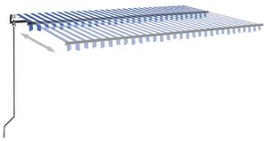 Automatická markýza LED a senzor větru 500 x 300 cm modrobílá