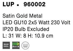 NOVA LUCE bodové svítidlo LUP saténový zlatý kov GU10 2x5W 230V IP20 bez žárovky 960002