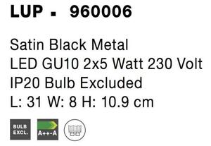 NOVA LUCE bodové svítidlo LUP saténový černý kov GU10 2x5W 230V IP20 bez žárovky 960006