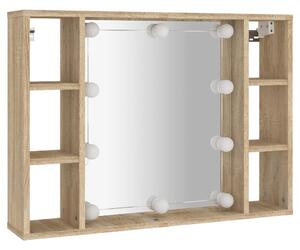 Zrcadlová skříňka s LED dub sonoma 76x15x55 cm