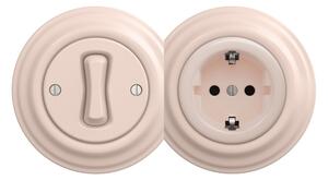 Reblig - Retro zásuvka domovní bez rámečku SCHUKO 230V/16A starorůžová