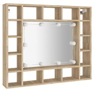 Zrcadlová skříňka s LED dub sonoma 91 x 15 x 76,5 cm