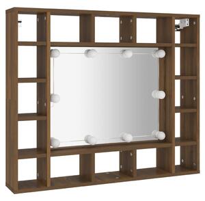 Zrcadlová skříňka s LED hnědý dub 91 x 15 x 76,5 cm