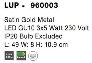 NOVA LUCE bodové svítidlo LUP saténový zlatý kov GU10 3x5W 230V IP20 bez žárovky 960003