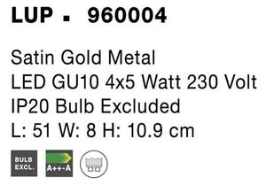 NOVA LUCE bodové svítidlo LUP saténový zlatý kov GU10 4x5W 230V IP20 bez žárovky 960004