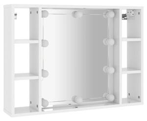 Zrcadlová skříňka s LED bílá s vysokým leskem 76x15x55 cm