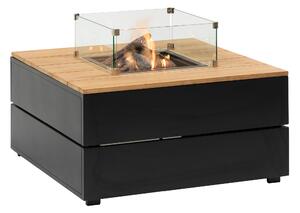 Stůl s plynovým ohništěm COSI- typ Cosipure 100 černý rám / deska teak
