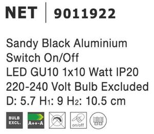 NOVA LUCE bodové svítidlo NET černý hliník vypínač na těle GU10 1x10W IP20 220-240V bez žárovky 9011922