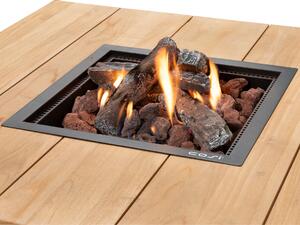 Stůl s plynovým ohništěm COSI- typ Cosipure 100 černý rám / deska teak Exteriér | Ohniště