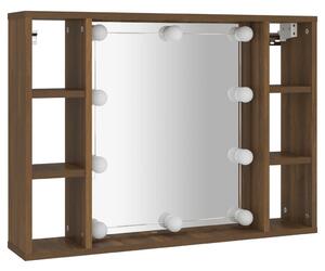 Zrcadlová skříňka s LED hnědý dub 76 x 15 x 55 cm