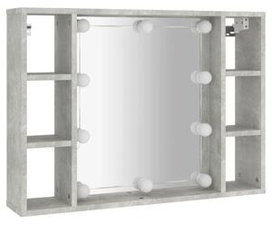 Zrcadlová skříňka s LED betonově šedá 76 x 15 x 55 cm