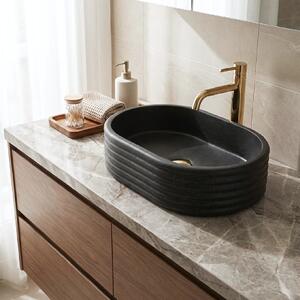 Rea Nicoletta, umyvadlo na desku 500x360x140 mm, imitace kamene-černá, REA-U7345