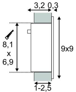 SLV 111292 Frame Curve LED, stříbrnošedé zápustné svítidlo do zdi, 1x1W LED, 9x9cm, 3000K