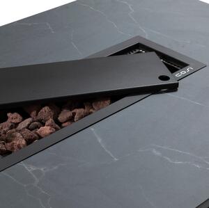 Stůl s plynovým ohništěm COSI- Design line černý rám / keramická deska šedá Exteriér | Ohniště