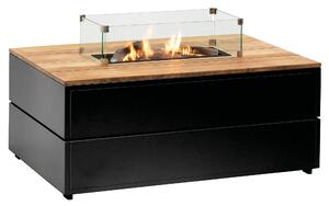 Stůl s plynovým ohništěm cosipure 120 černý rám / deska teak