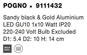 NOVA LUCE bodové svítidlo POGNO černá a zlatý hliník GU10 1x10W IP20 220-240V bez žárovky 9111432