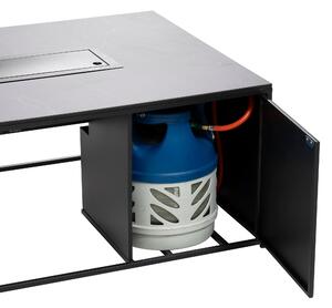 Stůl s plynovým ohništěm COSI- Design line černý rám / keramická deska šedá Exteriér | Ohniště