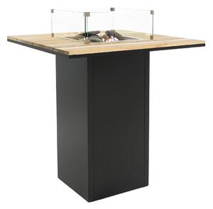 Stůl s plynovým ohništěm COSI- typ Cosiloft barový stůl černý rám / deska teak
