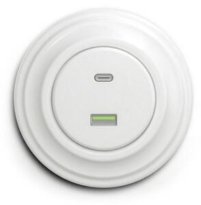 Reblig - Retro USB zásuvka A+C s rámečkem sněhově bílá
