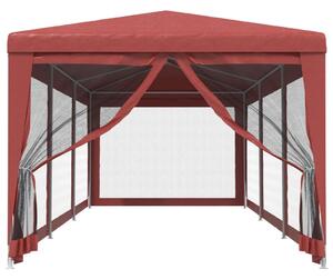 Party stan s 8 síťovanými bočnicemi červený 3 x 9 m HDPE