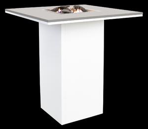 Stůl s plynovým ohništěm COSI- typ Cosiloft barový stůl bílý rám / šedá deska Exteriér | Ohniště