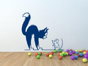 Kočka a myš - Samolepka na zeď - 100x90cm